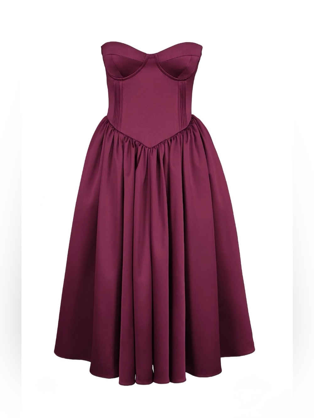 House of CB Coco Burgundy Satin Tulle midi dress